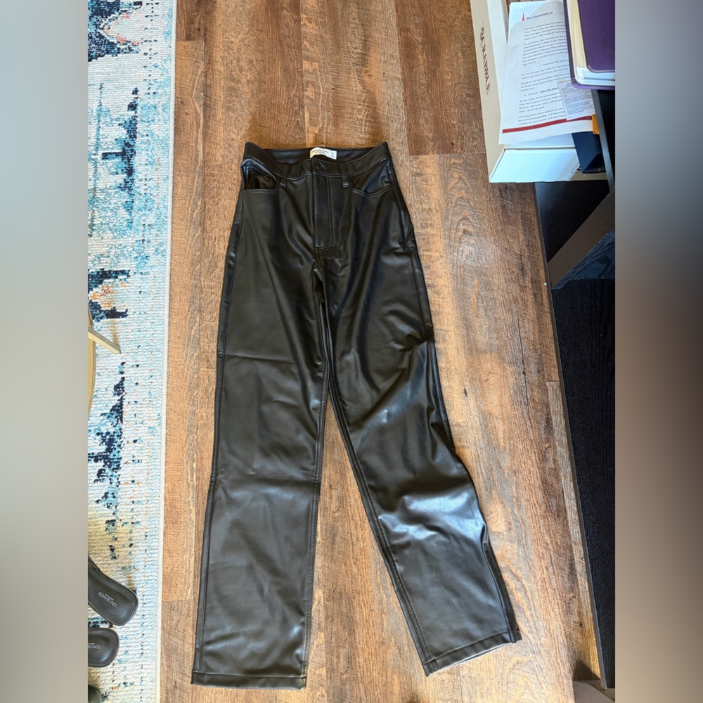 Abercrombie & Fitch Black High-Rise Faux Leather Pants
